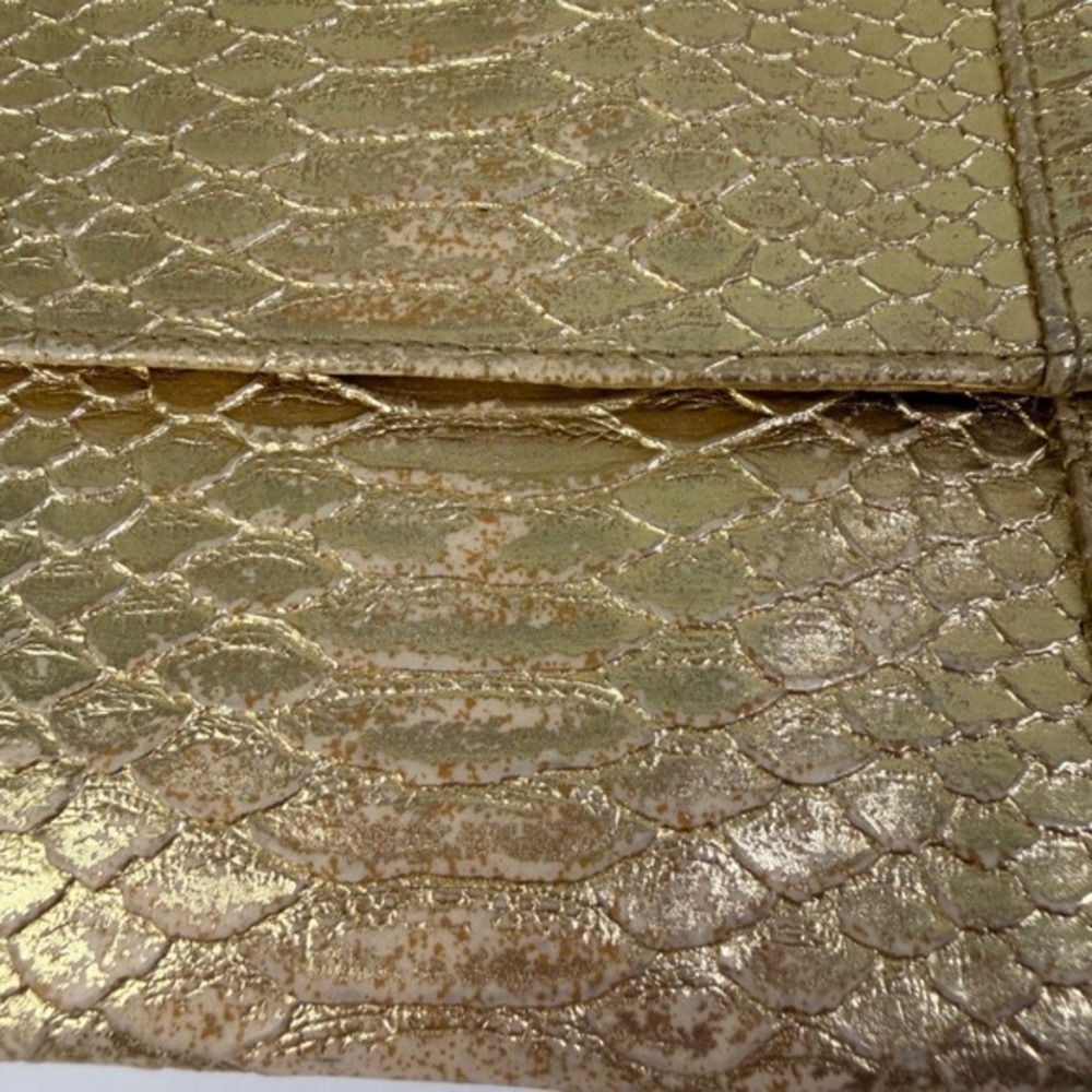 Jessica McClintock Gold Snake Embossed Metallic Clutch Evening Bag - Picture 11 of 12